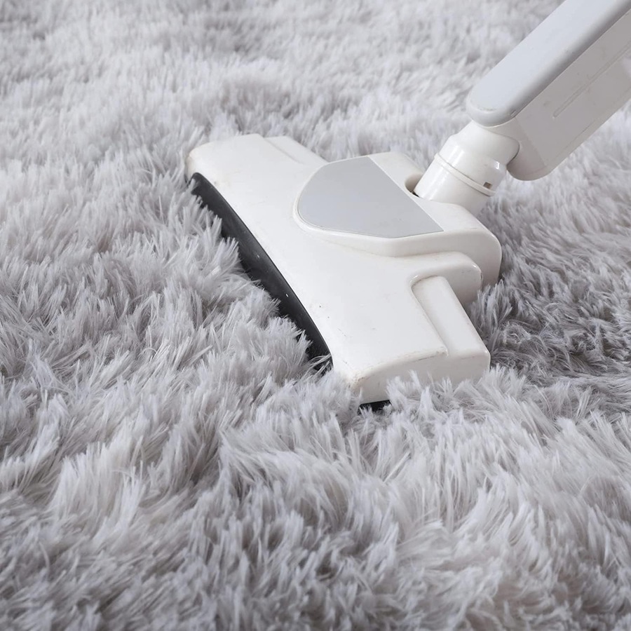 Fluffy Shaggy Area Rug for Bedroom and Living Room - Anti-Slip, Soft, Modern - Grey White, 180x270cm
