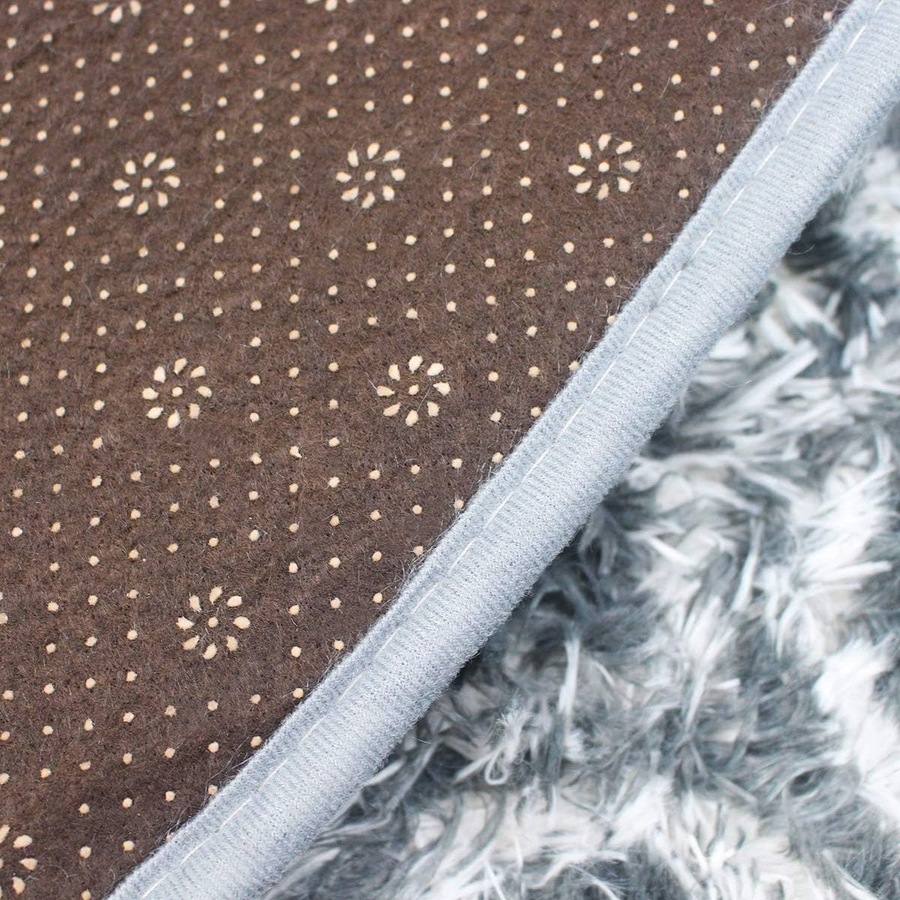Fluffy Shaggy Area Rug for Bedroom and Living Room - Anti-Slip, Soft, Modern - Grey White, 180x270cm