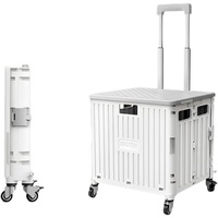 Foldable Shopping Trolley 65L Collapsible Utility Cart White