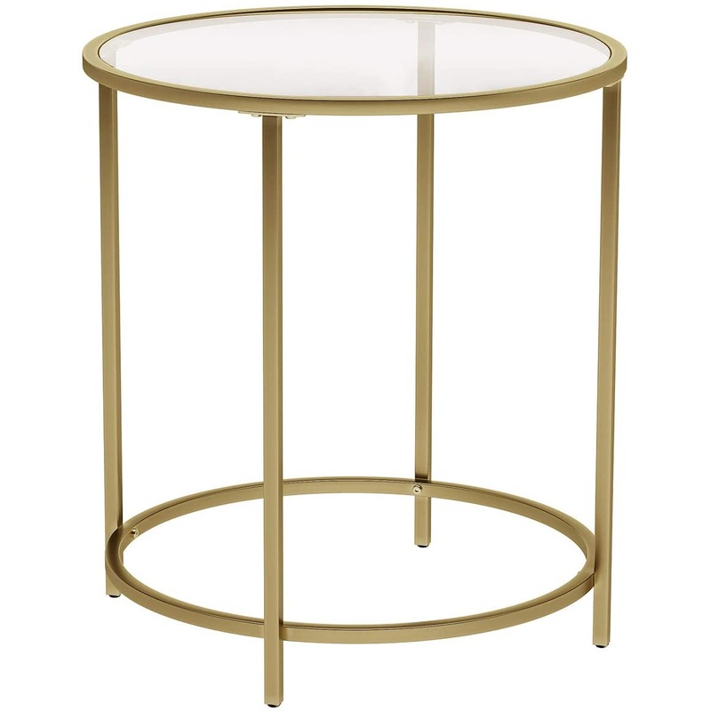 Buy Gold Round Side Table with Golden Metal Frame, RobuStand and