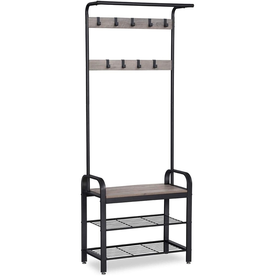 Buy Greige and Black Steel Free Standing Coat Rack Stand with Removable ...