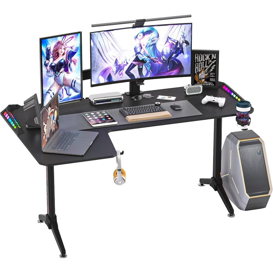 Hand Computer Gaming Desk RGB LED LShape