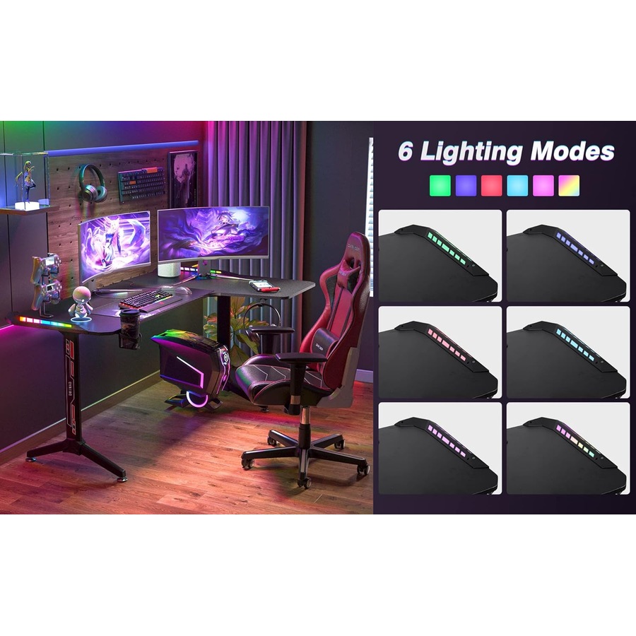 Hand Computer Gaming Desk RGB LED LShape