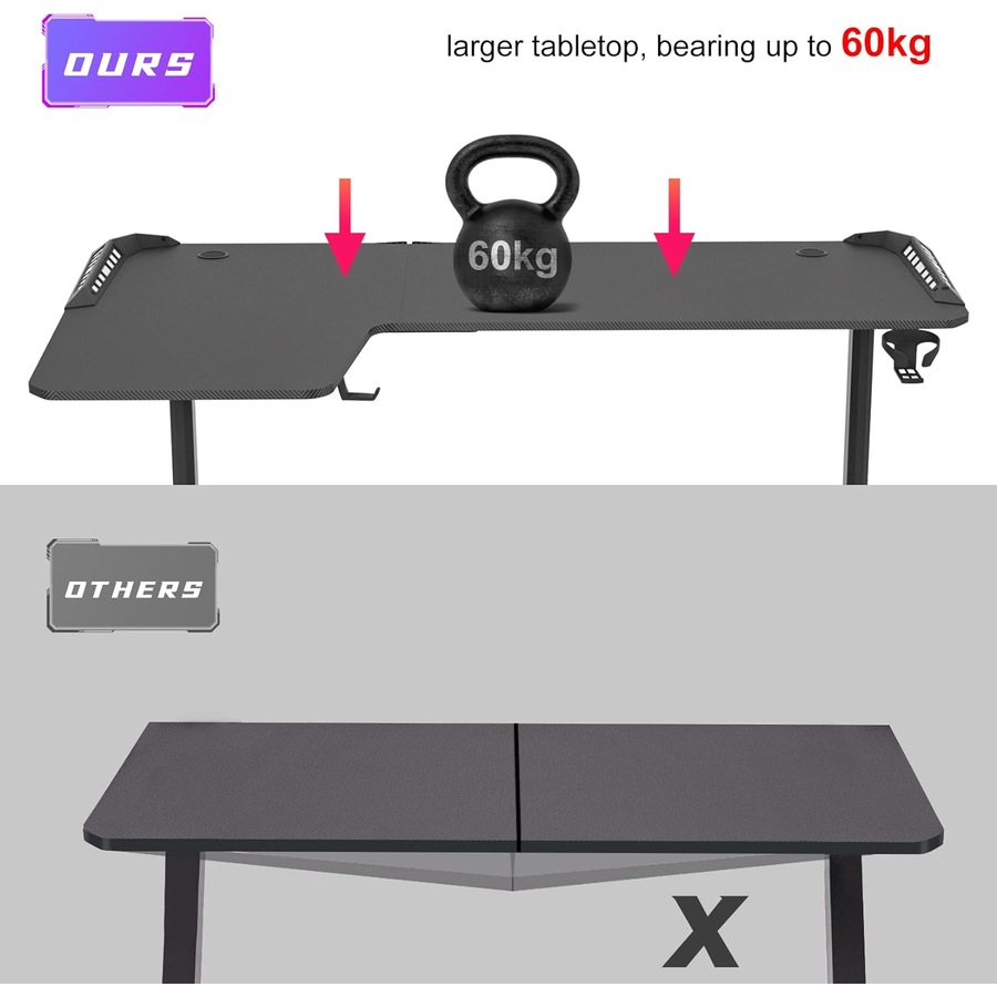 Hand Computer Gaming Desk RGB LED LShape