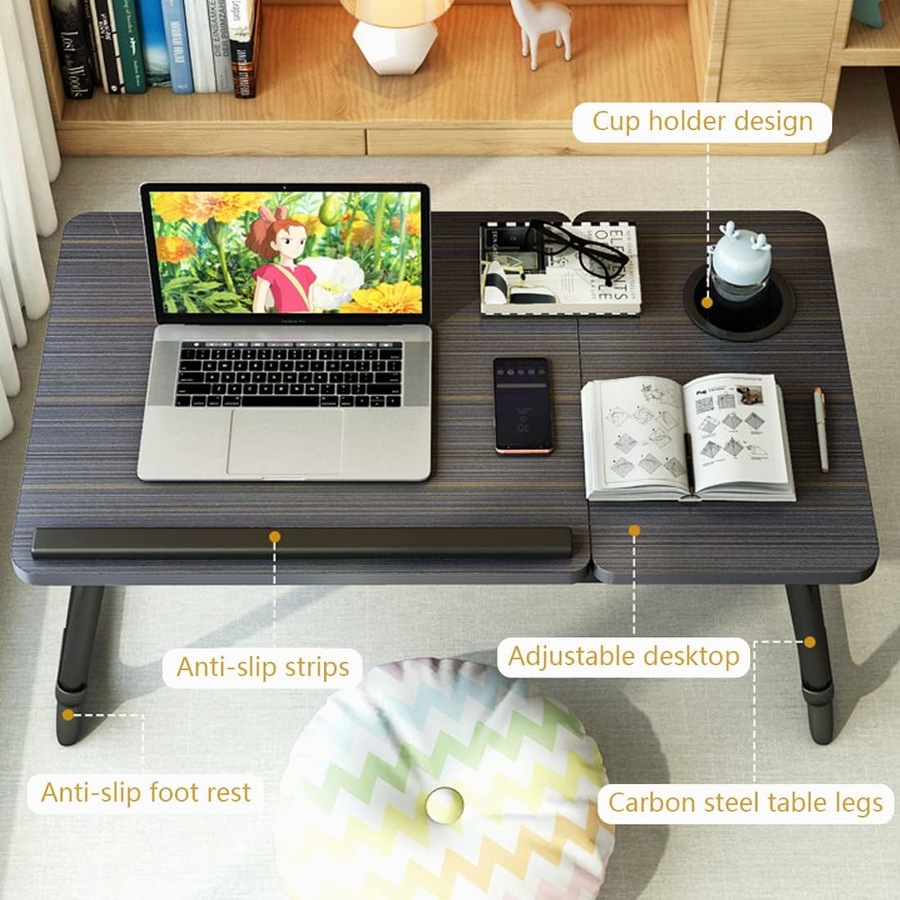 Laptop Bed Desk Tray with Adjustable Angles & Cup Holder