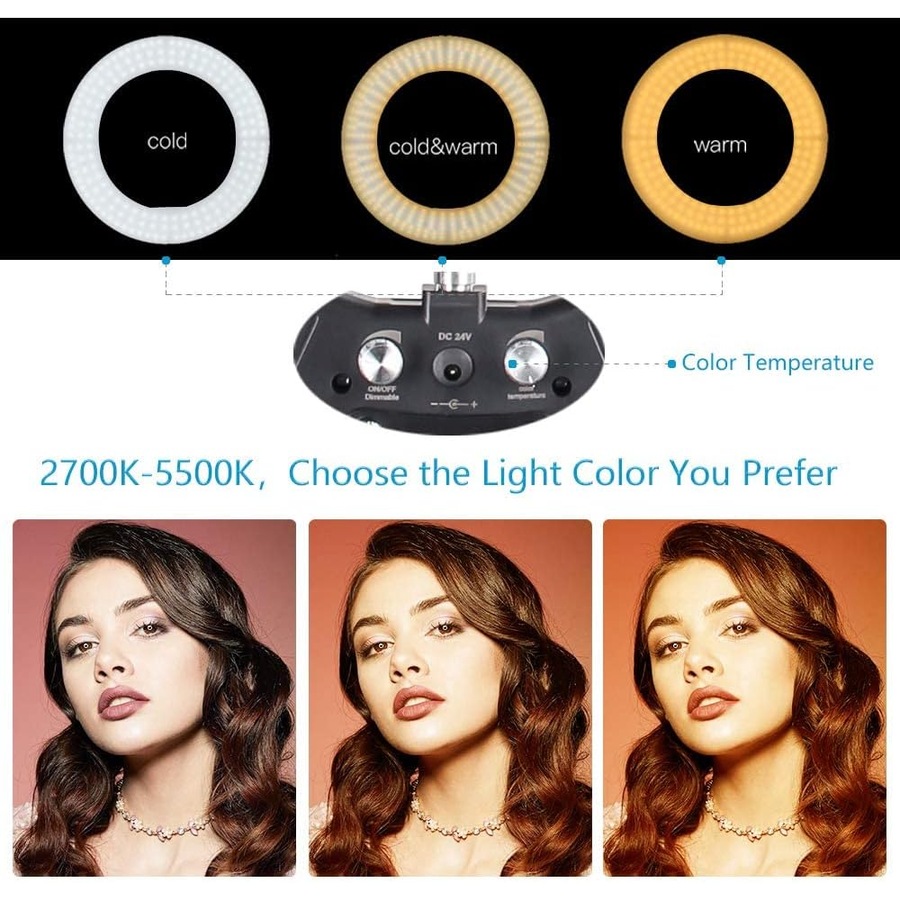 LED Ring Light Stand Dimmable BiColor