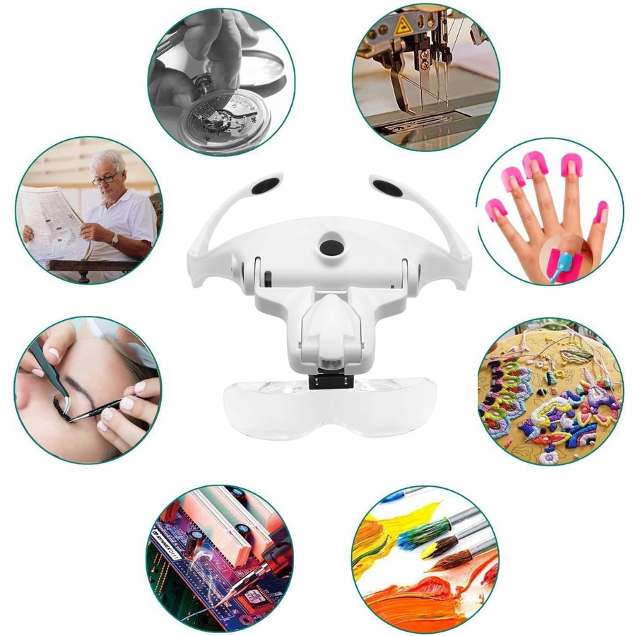 Magnifying Glass Light Close Work Rechargeable Headband Reading Jewelry Watch Repair