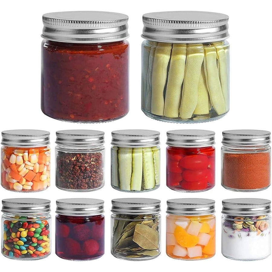 Mason Jars Airtight Metal Lids 8oz Clear Glass Canning Jars Set of 12
