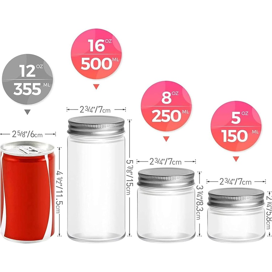 Mason Jars Airtight Metal Lids 8oz Clear Glass Canning Jars Set of 12