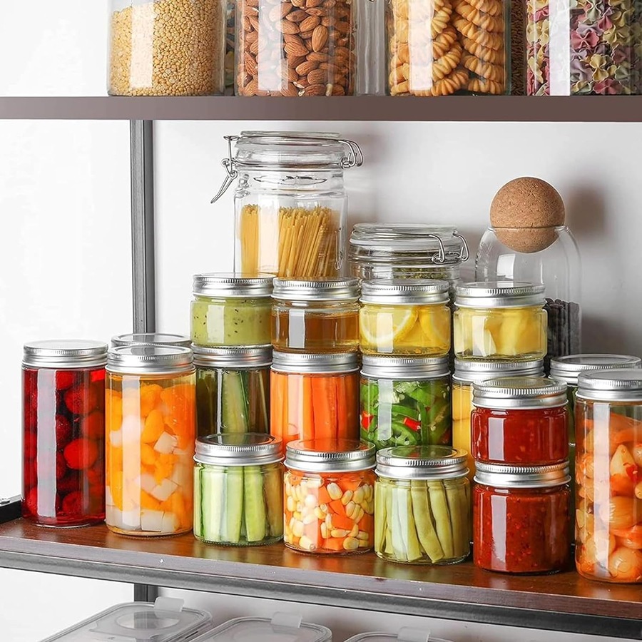 Mason Jars Airtight Metal Lids 8oz Clear Glass Canning Jars Set of 12