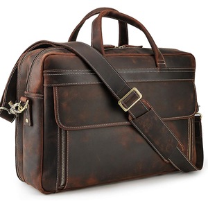 Men's Leather Briefcase 17" Laptop Messenger Bag Business Travel