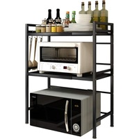Microwave Shelf Stand Kitchen Storage Organizer Black