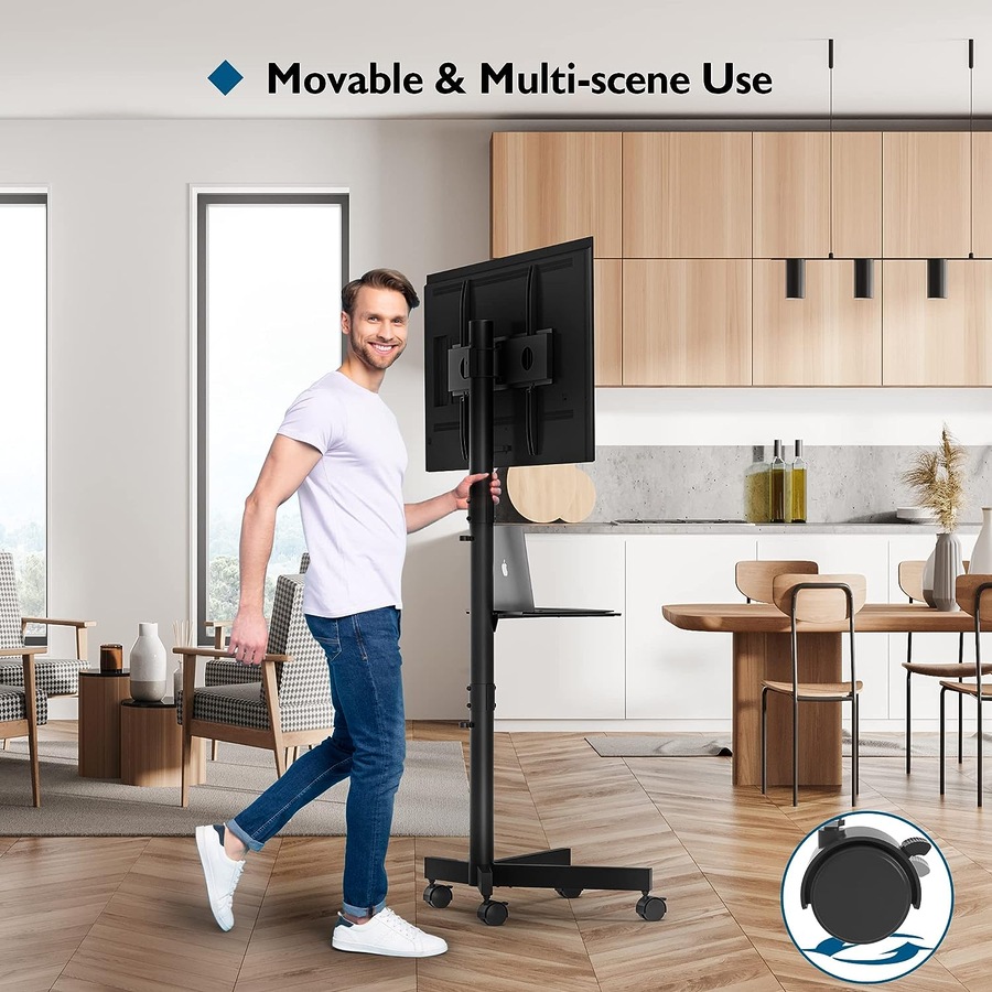 Mobile TV Stand with Wheels for 23-60 Inch TVs - Height Adjustable & Portable