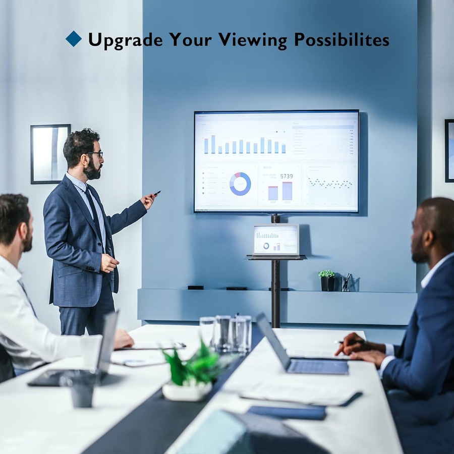 Mobile TV Stand with Wheels for 23-60 Inch TVs - Height Adjustable & Portable