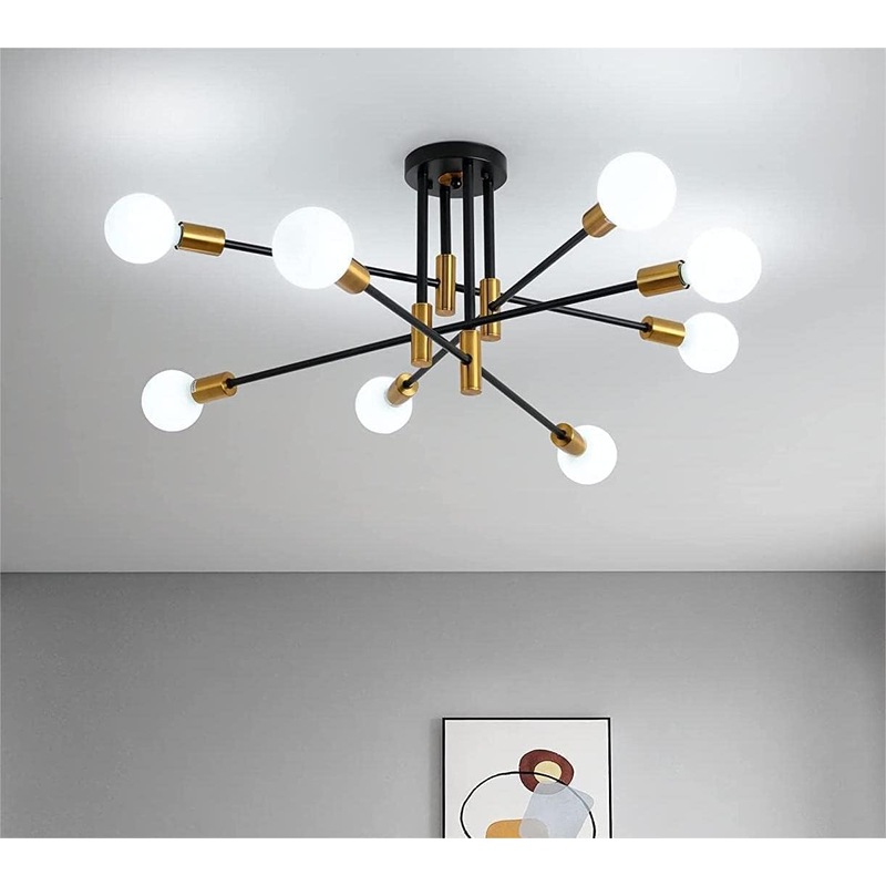 Buy Modern Black Gold Ceiling Light 8 Lights - MyDeal