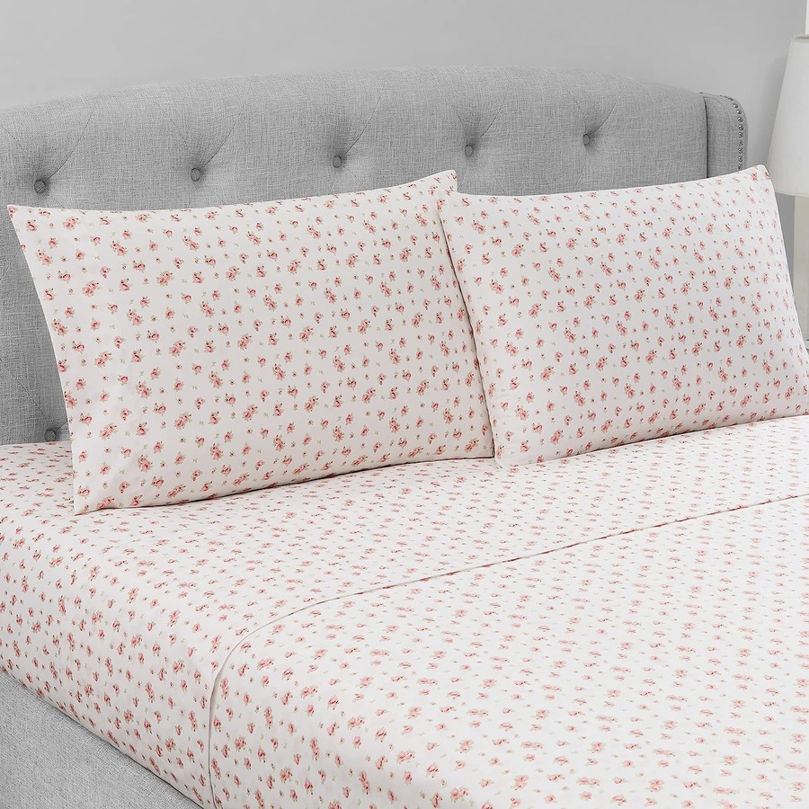 Modern Threads Microfiber Rose Printed Sheets, Luxurious Bed Sheets with Flat Sheet, Fitted Sheet, Deep Pockets and Pillowcases