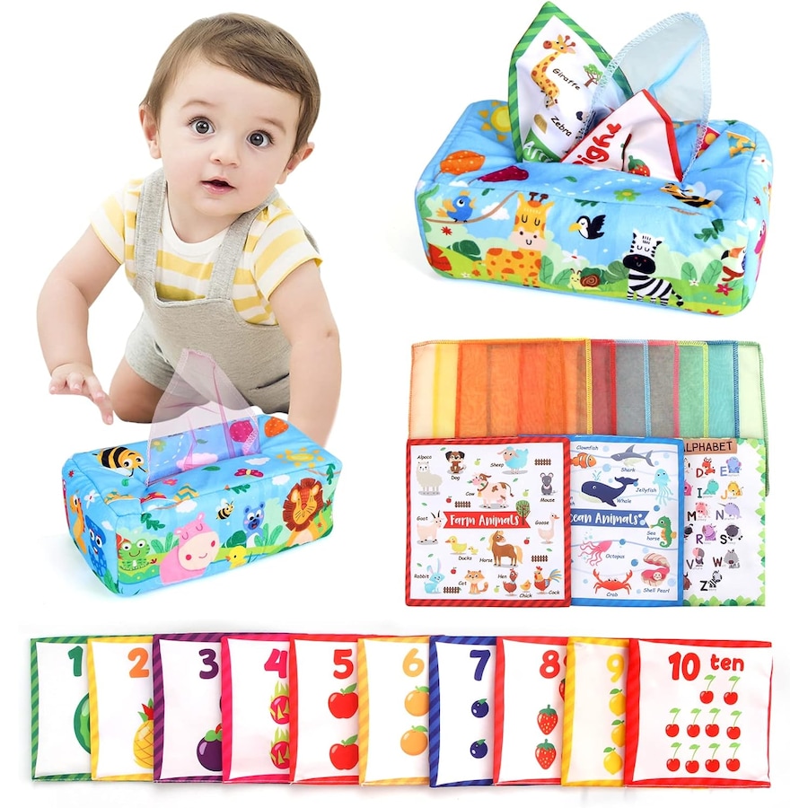 Montessori Baby Toys for 6-12 Months: Tissue Box, Sensory & Educational