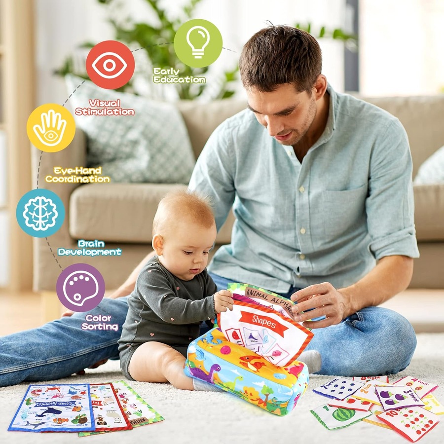 Montessori Baby Toys for 6-12 Months: Tissue Box, Sensory & Educational