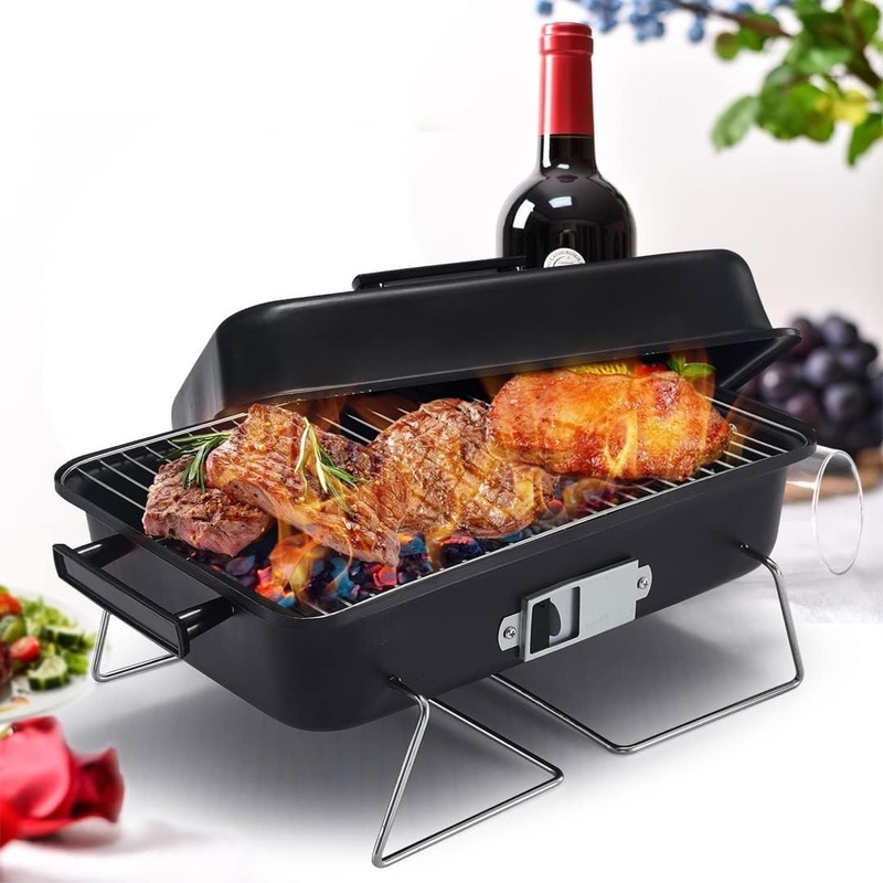 Buy Multifunctional Foldable Portable Charcoal Grill, Lid for Tabletop
