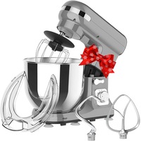 Oppbsuy 6.5L Stand Mixer, Grey Electric Food Mixer - 6-Speed Kitchen Machine - 1400W Updated