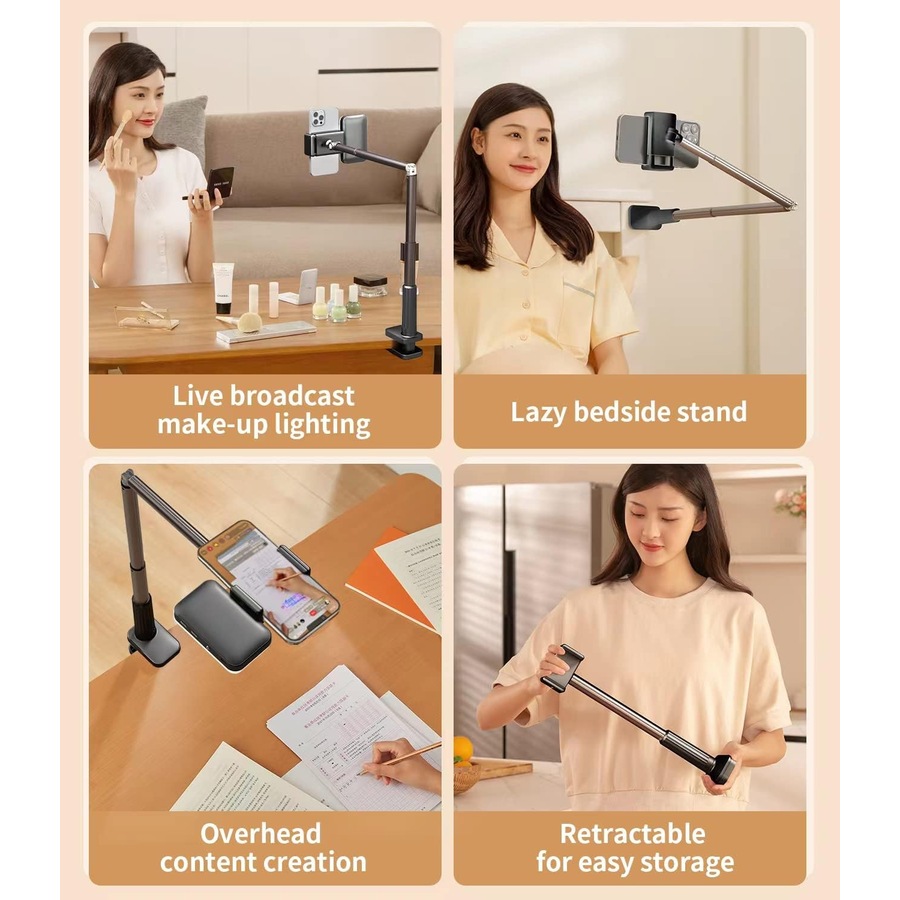 Overhead Phone Mount with LED Ring Light for YouTube Live Stream Cooking Video