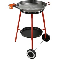 Paella Gas Burner Set, Polished Steel/Red