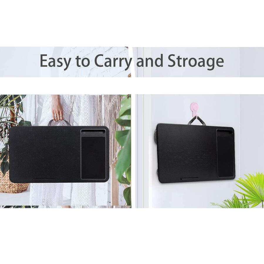 Portable Laptop Desk with Device Ledge, Mouse Pad and Phone Holder for Home Office (Black, 40cm)