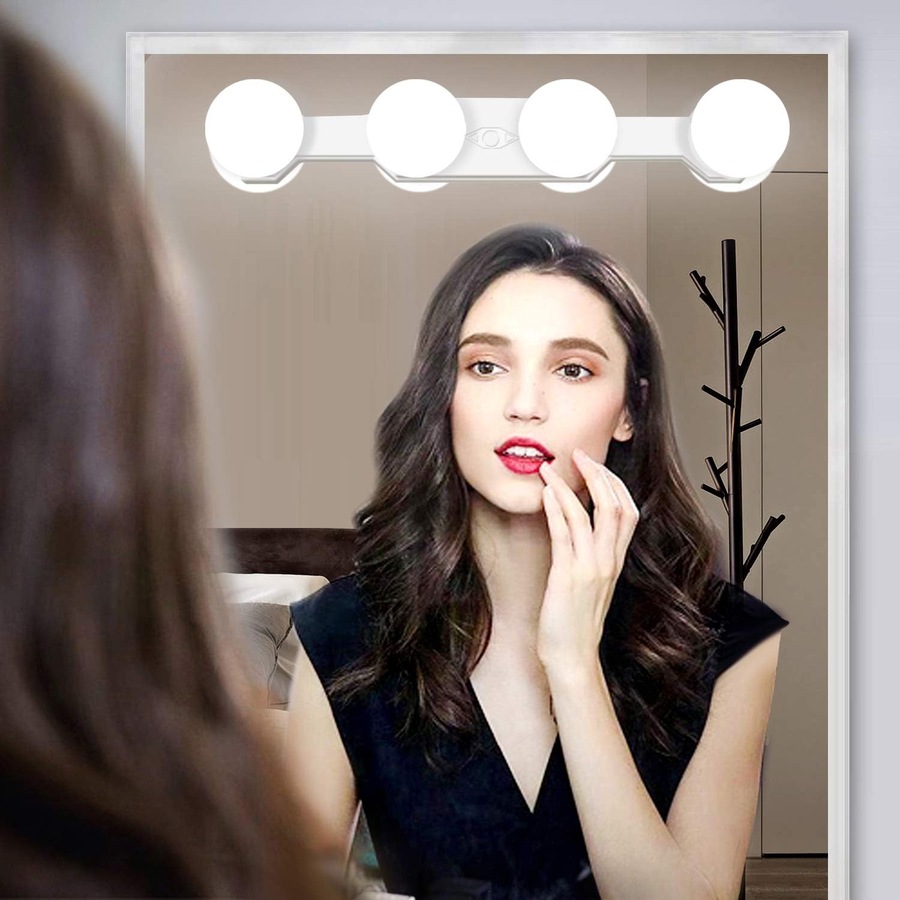 Buy Portable LED Vanity Mirror Lights Rechargeable Makeup 4 LED Bulbs ...