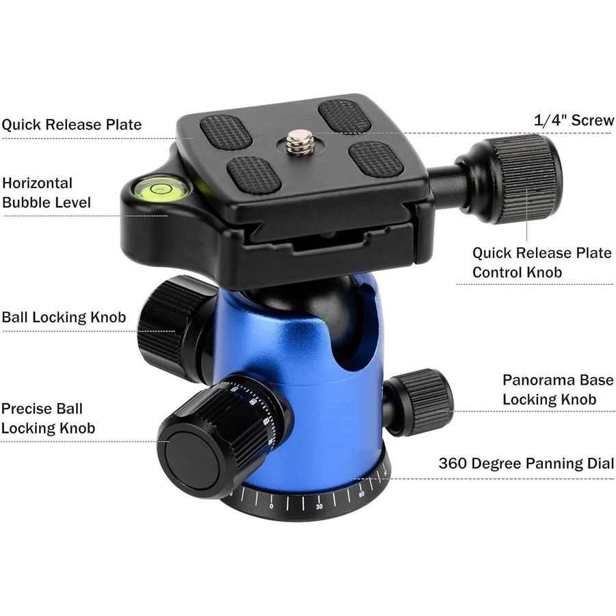 Q555 Camera Tripod Stand for DSLR Canon Nikon Sony ,Blue