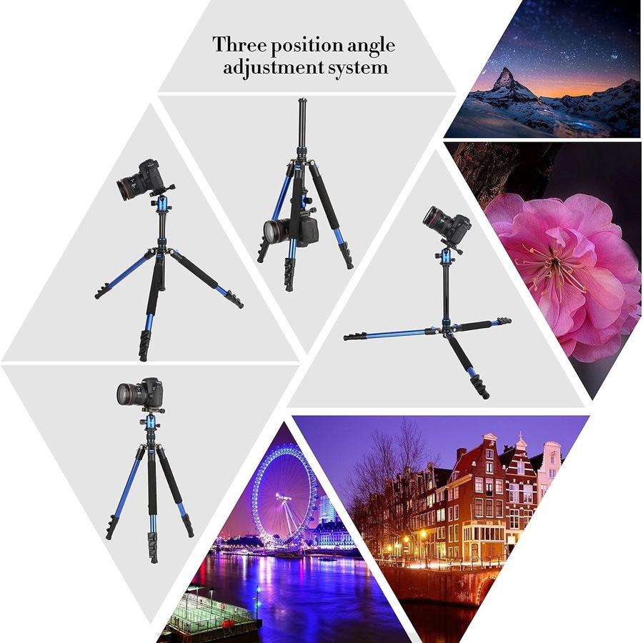 Q555 Camera Tripod Stand for DSLR Canon Nikon Sony ,Blue