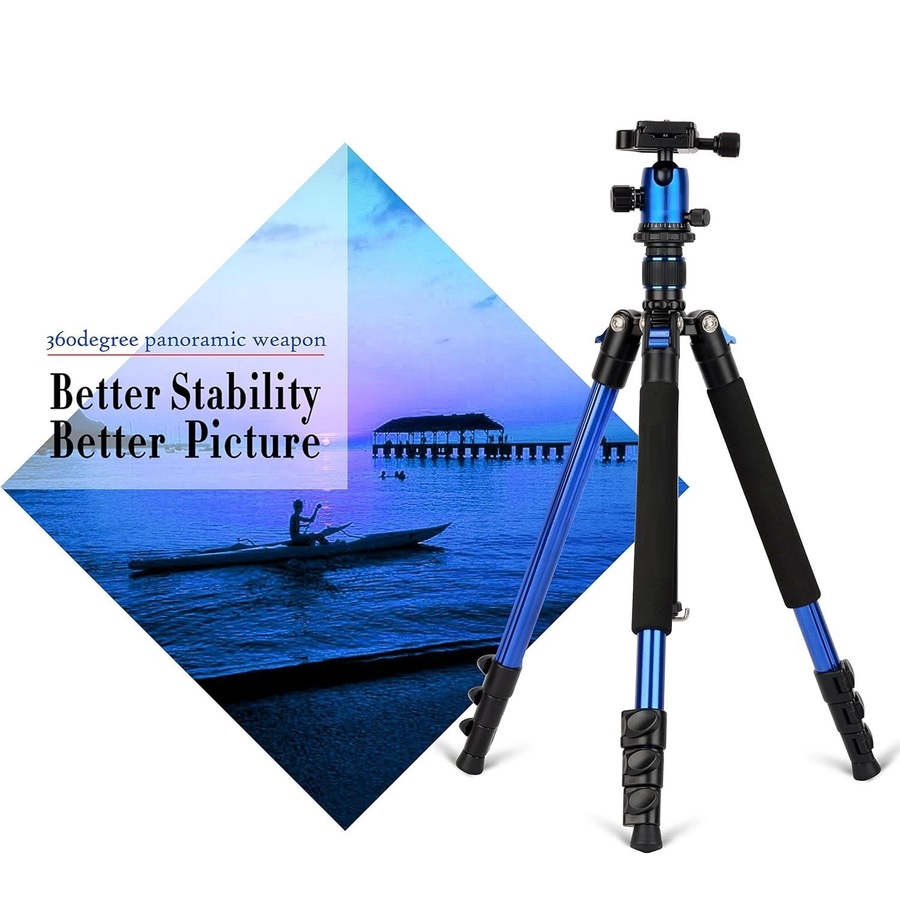 Q555 Camera Tripod Stand for DSLR Canon Nikon Sony ,Blue