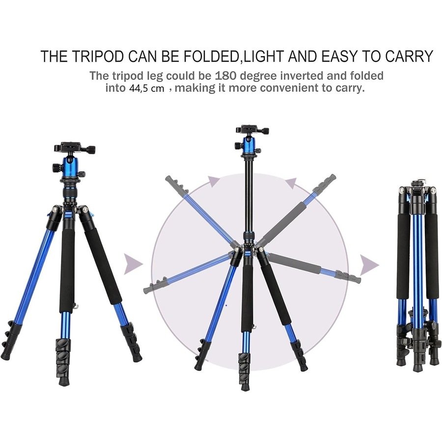 Q555 Camera Tripod Stand for DSLR Canon Nikon Sony ,Blue
