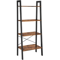 Rustic brown and black Steel Metal Frame 4 Tier bookshelf