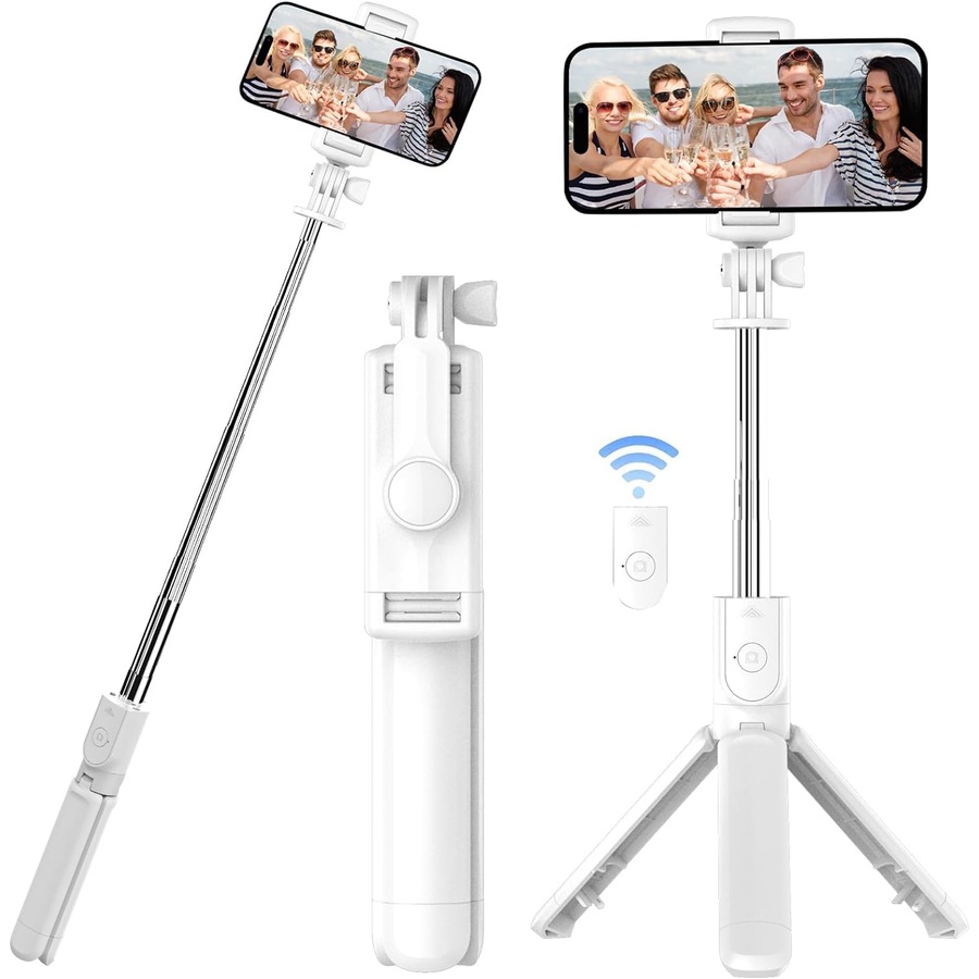 Selfie Stick Tripod with Remote for iPhone/Android - White
