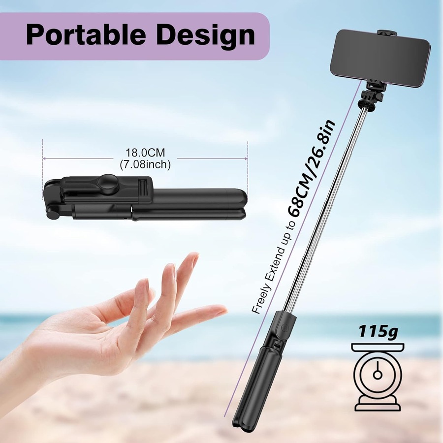 Selfie Stick Tripod with Remote for iPhone/Android - White