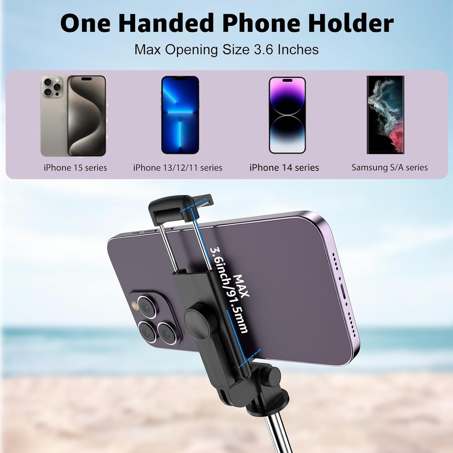 Selfie Stick Tripod with Remote for iPhone/Android - White