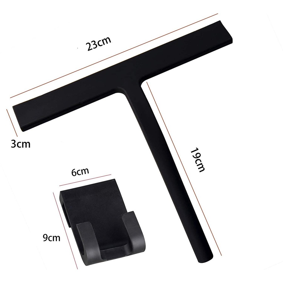 Shower Squeegee Glass Wiper Scraper Cleaner with Silicone Blade with Hook