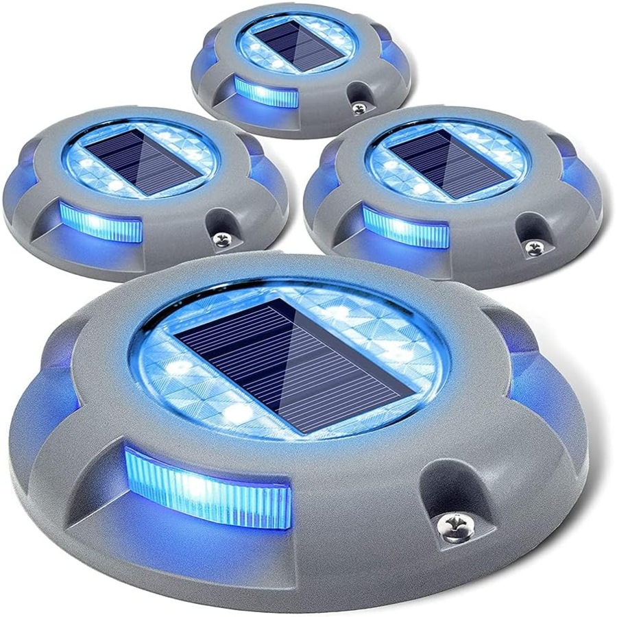 Solar Deck Lights Outdoor LED Garden Decor Waterproof 4 Pack