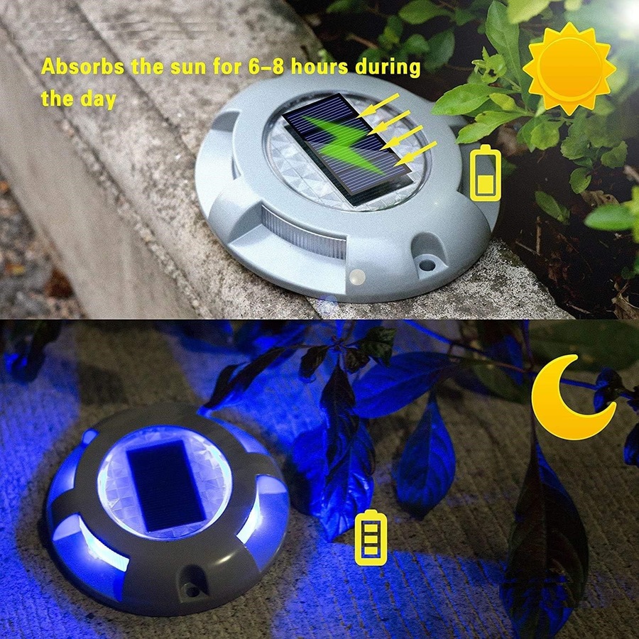 Solar Deck Lights Outdoor LED Garden Decor Waterproof 4 Pack