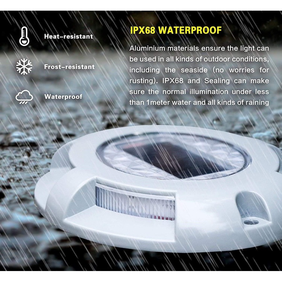 Solar Deck Lights Outdoor LED Garden Decor Waterproof 4 Pack