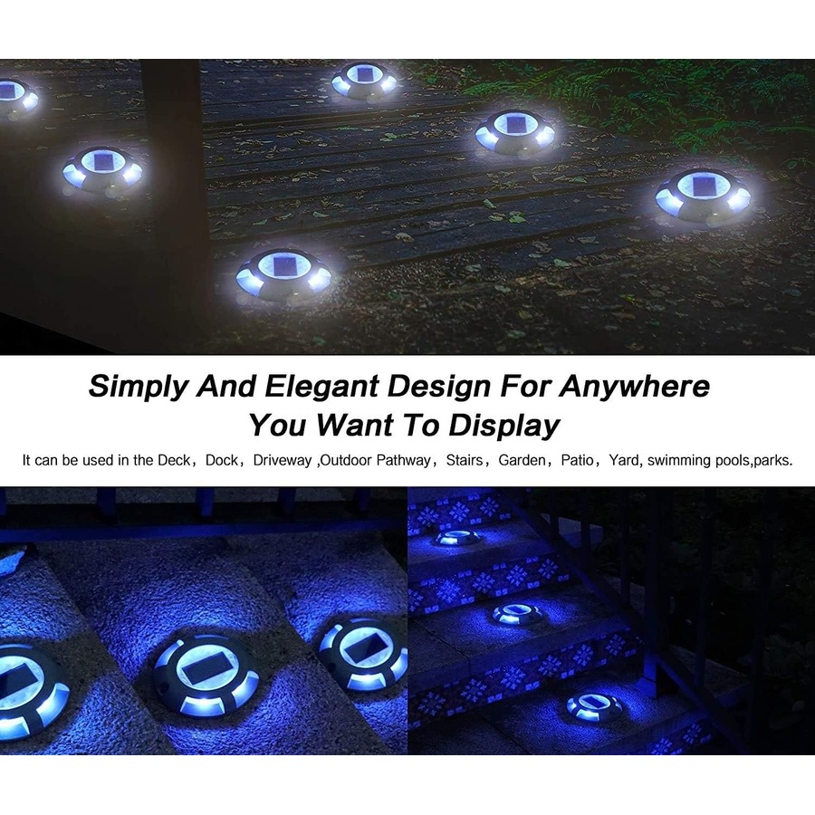 Solar Deck Lights Outdoor LED Garden Decor Waterproof 4 Pack