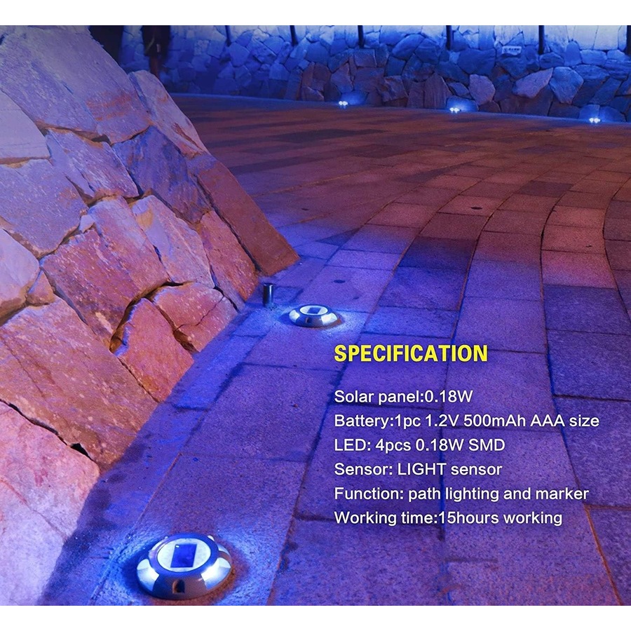 Solar Deck Lights Outdoor LED Garden Decor Waterproof 4 Pack