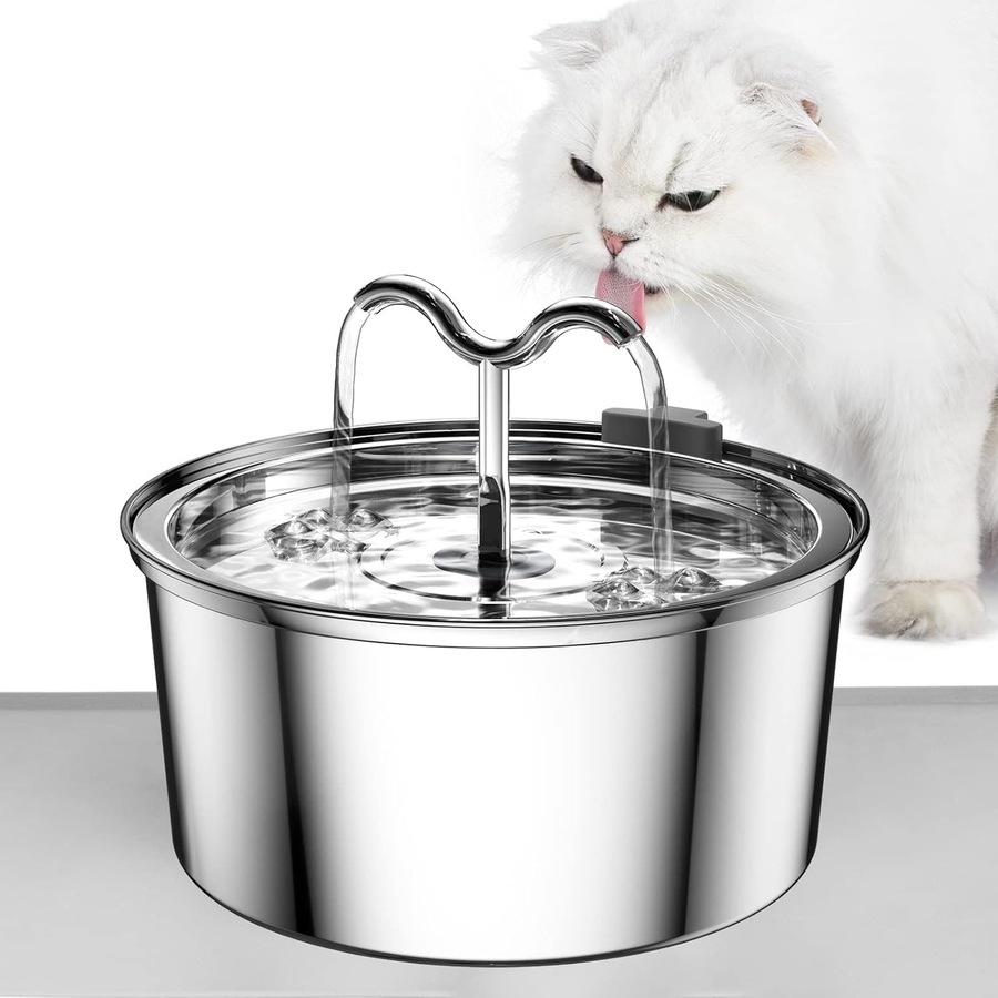 Stainless Steel Cat Water Fountain 3.2L Silent with Filter