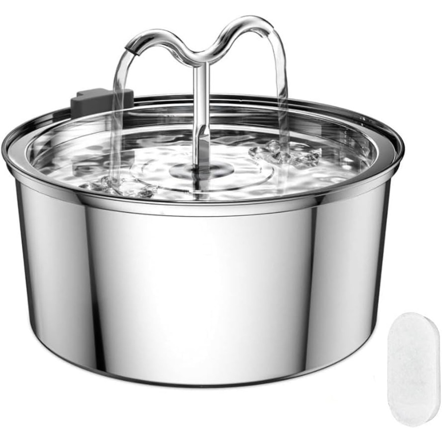 Stainless Steel Cat Water Fountain 3.2L Silent with Filter