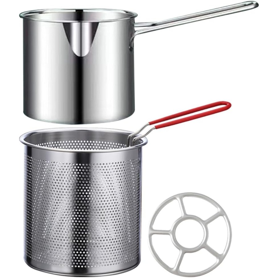 Stainless Steel Fryer Pasta Basket - Spaghetti Strainer for Pot
