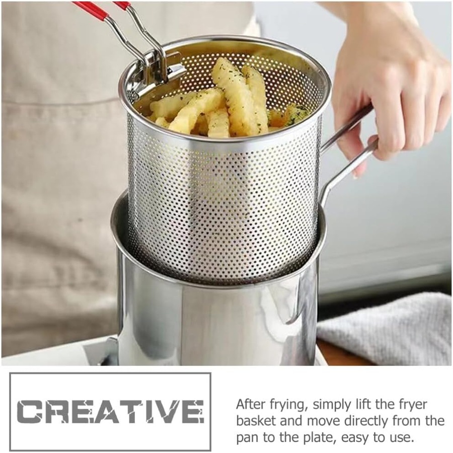 Stainless Steel Fryer Pasta Basket - Spaghetti Strainer for Pot