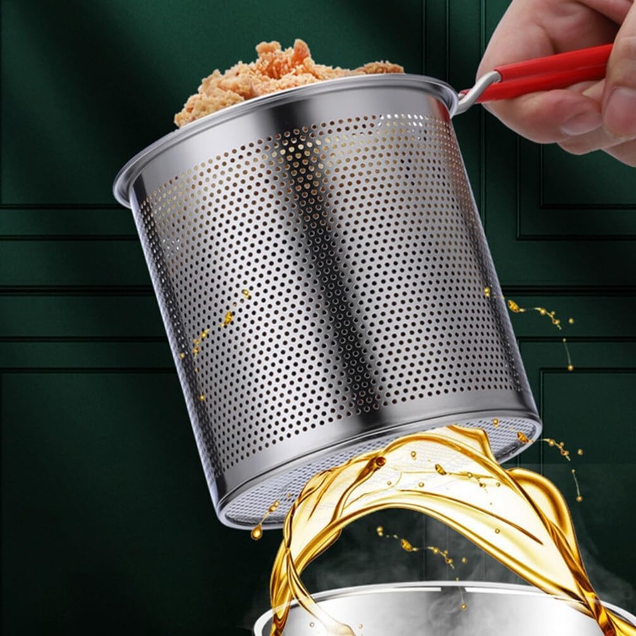 Stainless Steel Fryer Pasta Basket - Spaghetti Strainer for Pot