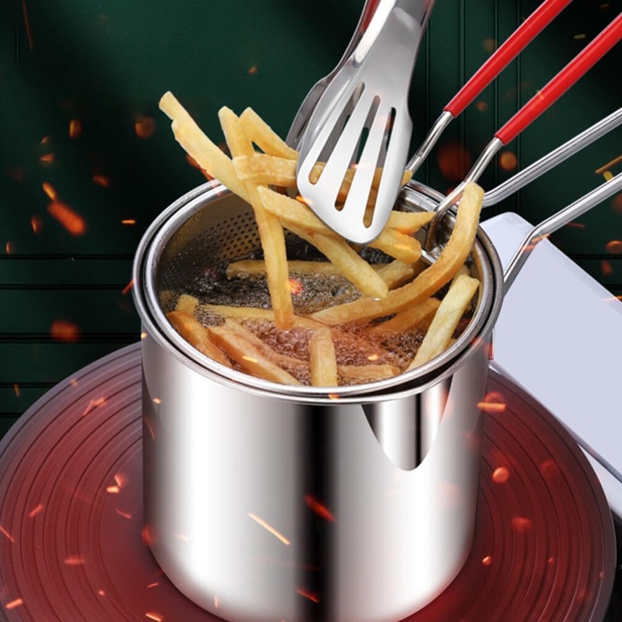 Stainless Steel Fryer Pasta Basket - Spaghetti Strainer for Pot
