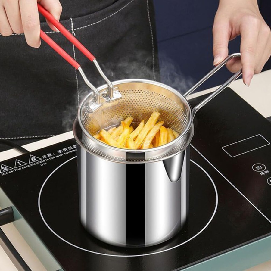 Stainless Steel Fryer Pasta Basket - Spaghetti Strainer for Pot