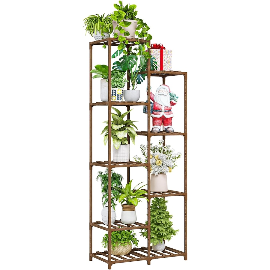 Tall Plant Stand 9 Pots Indoor Outdoor Corner Shelf